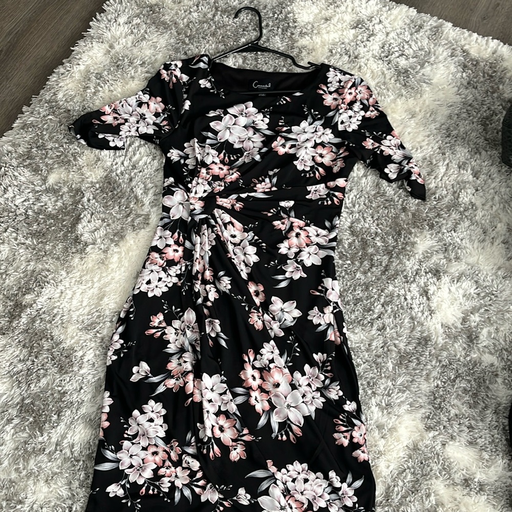 Black and Floral Sz 6 Midi Dress